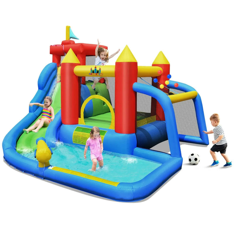 Inflatable Bouncer Bounce House with Water Slide Splash Pool without Blower by DirectDeals
