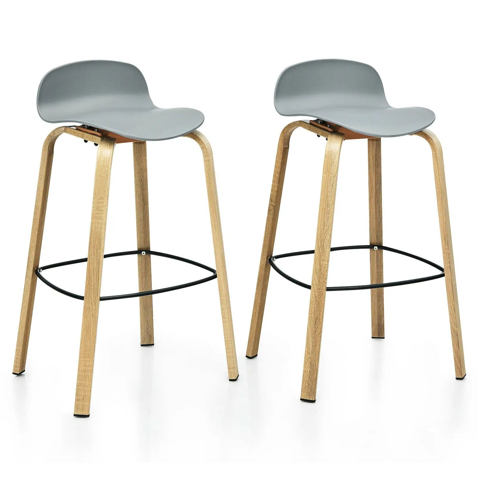 Set of 2 Modern Barstools Pub Chairs with Low Back and Metal Legs by DirectDeals