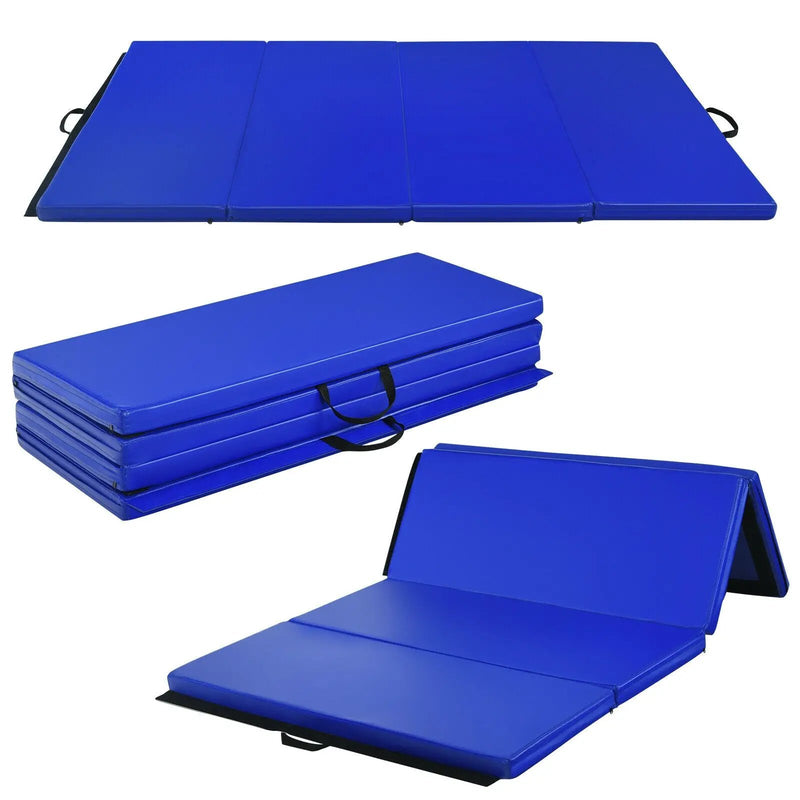 Gymnastics PU Mat Thick Folding Panel Gym Fitness Exercise-Navy by DirectDeals