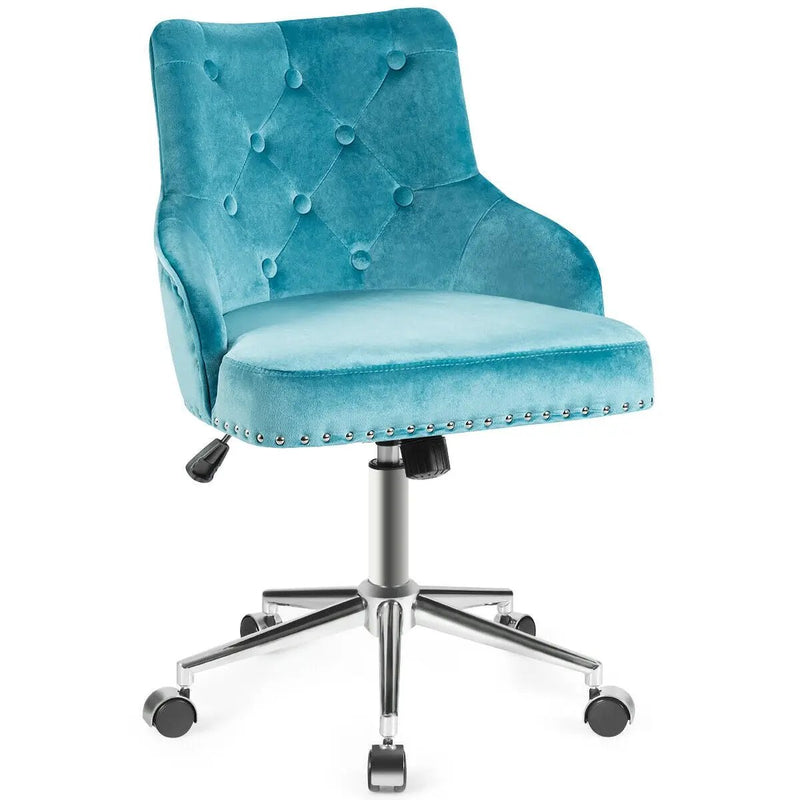 Tufted Upholstered Swivel Computer Desk Chair with Nailed Tri by DirectDeals