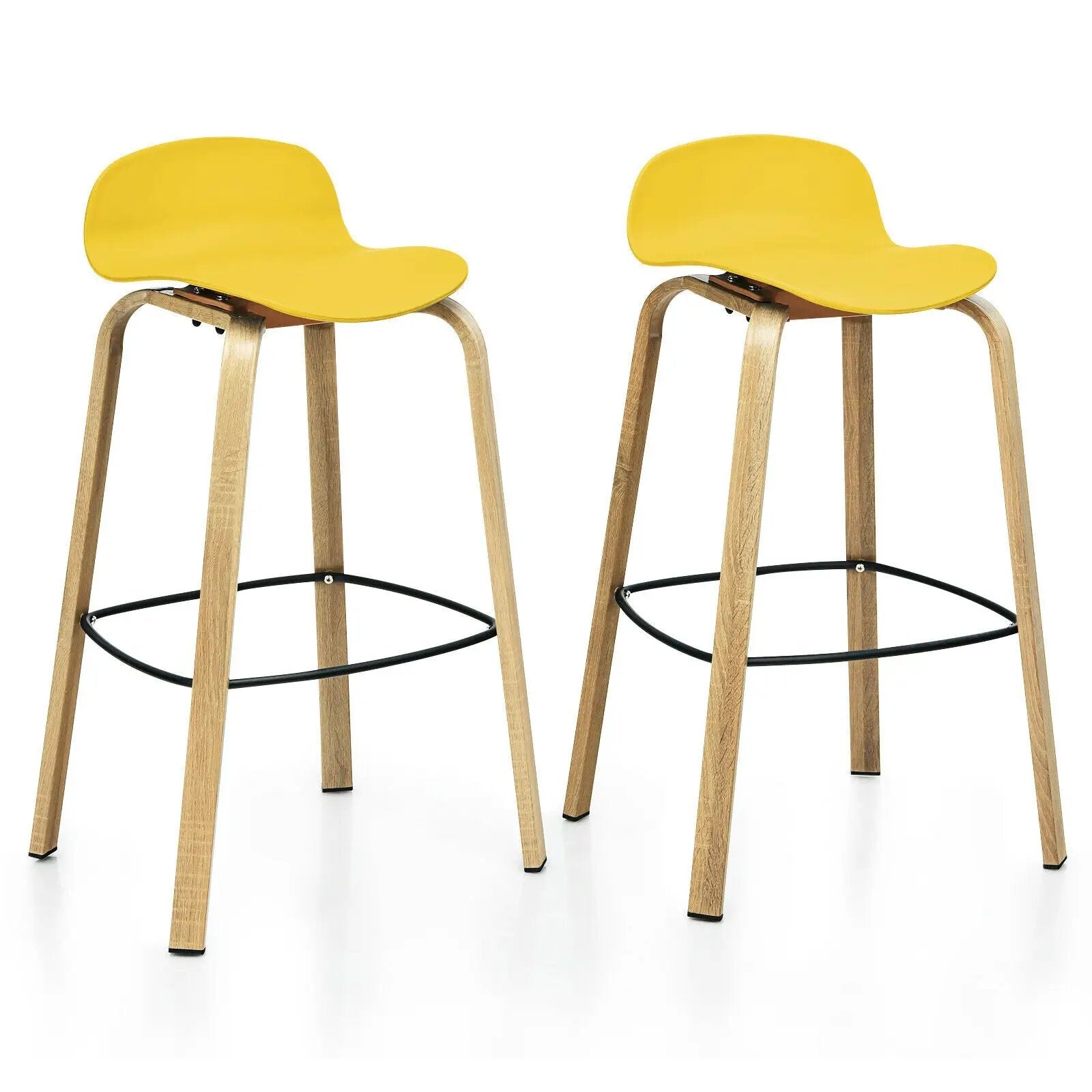 Set of 2 Modern Barstools Pub Chairs with Low Back and Metal Legs by DirectDeals