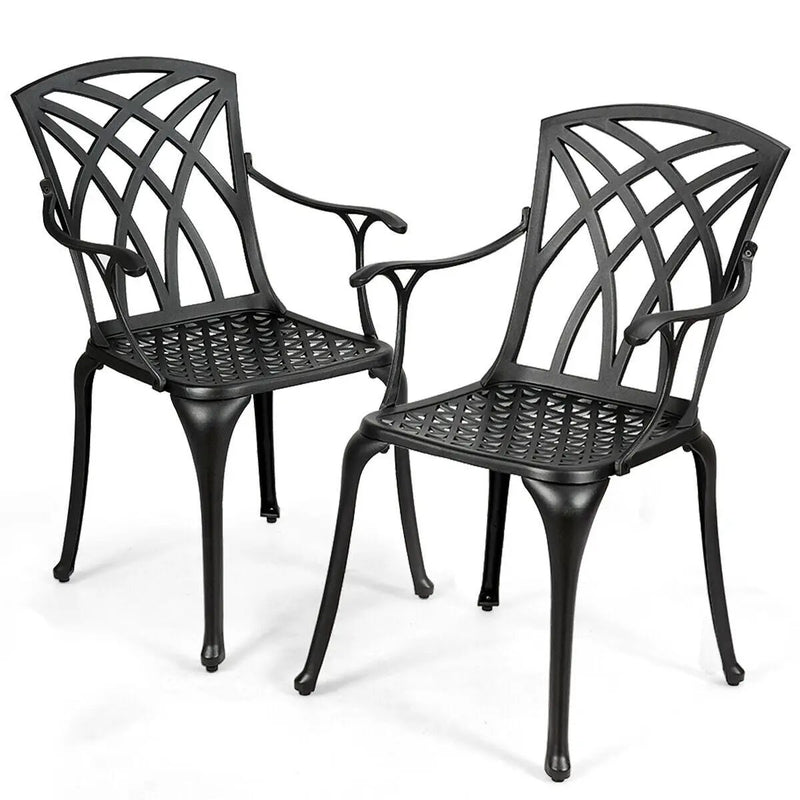 2 Pieces Durable Aluminum Dining Chairs Set with Armrests by DirectDeals