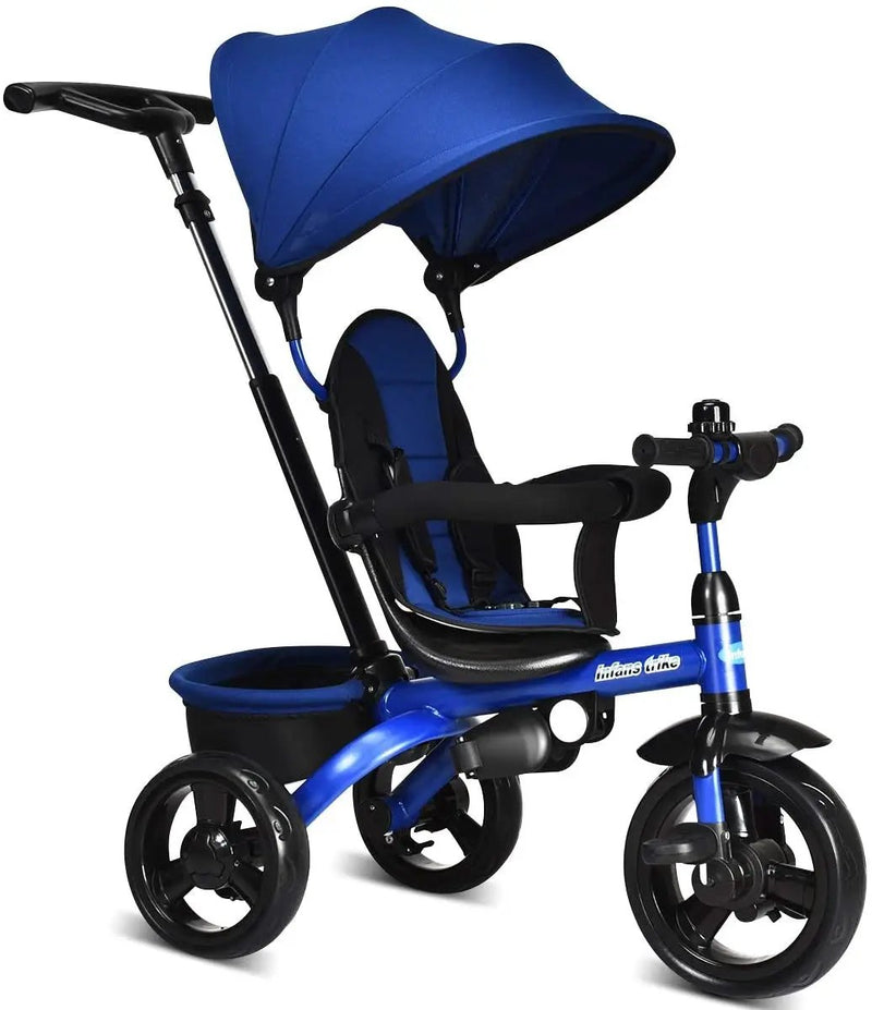 4-in-1 Kids Tricycle with Adjustable Push Handle by DirectDeals