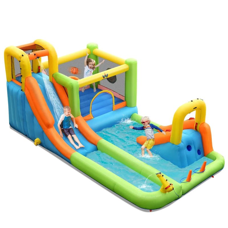 8 in 1 Inflatable Water Slide Park Bounce House Without Blower by DirectDeals