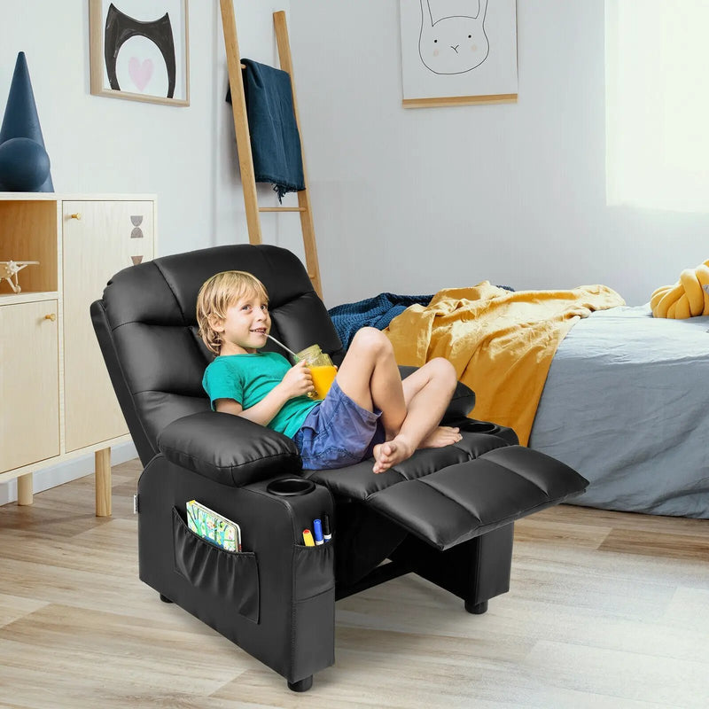 Kids Recliner Chair with Cup Holder and Footrest for Children by DirectDeals