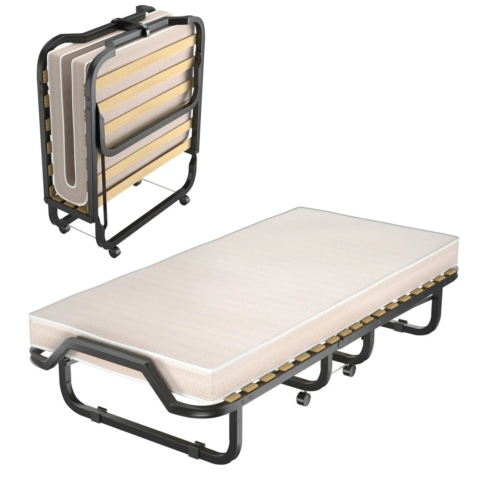 79 x 36 Inch Folding Rollaway Bed with Memory Foam Mattress by DirectDeals