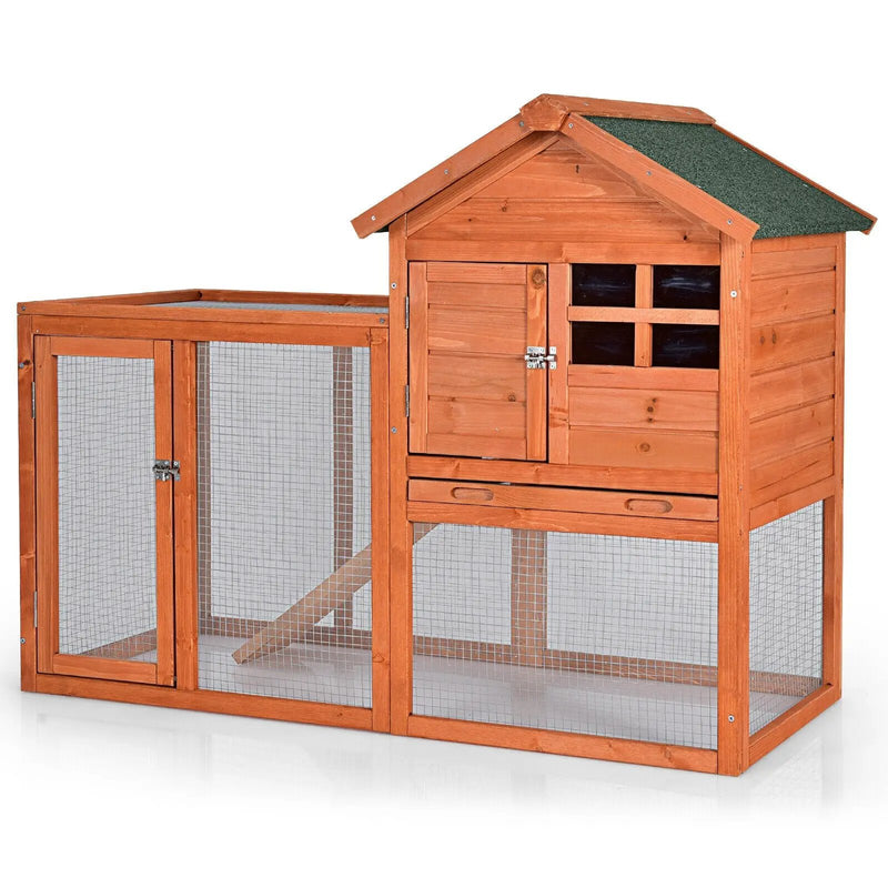 Outdoor Wooden Rabbit hutch-Natural by DirectDeals