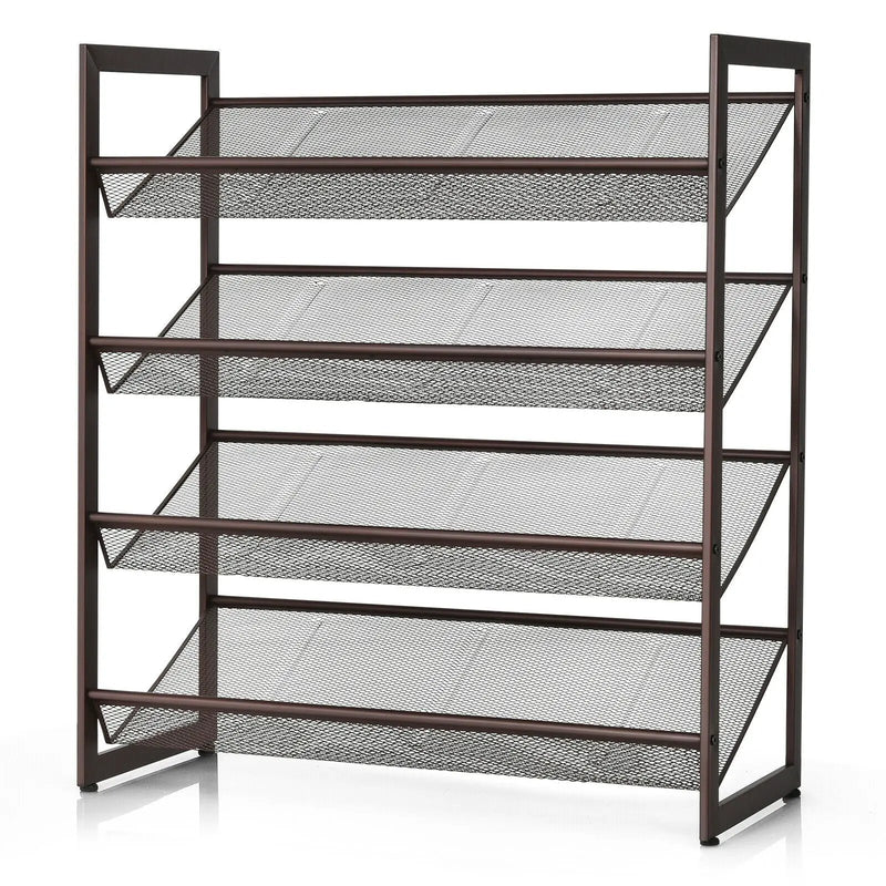 2/3/4 Tiers Flat and Slant Metal Shoe Rack for Entryway Hallway-4-Tier by DirectDeals