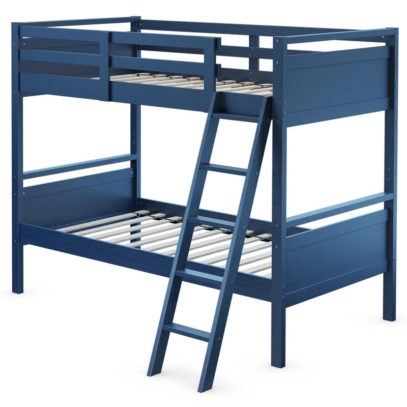 Twin Over Twin Bunk Bed Convertible 2 Individual Beds Wooden by DirectDeals
