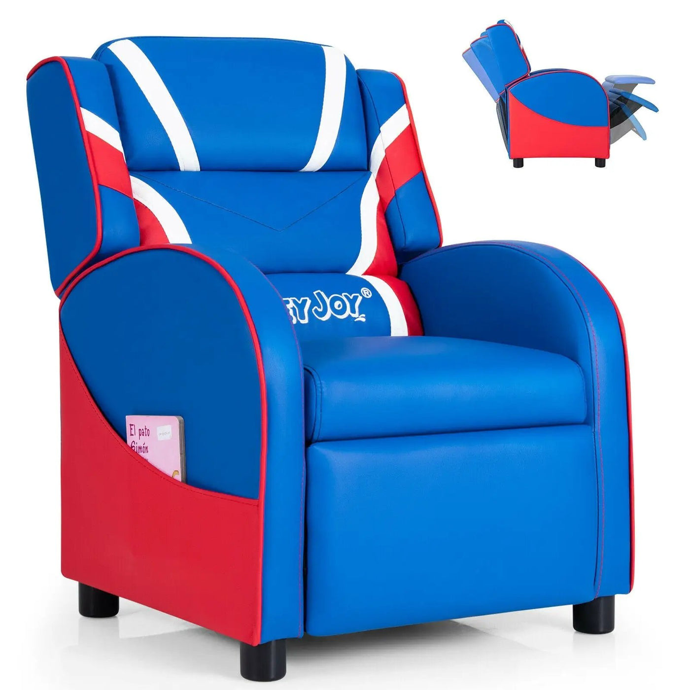 Kids Leather Recliner Chair with Side Pockets by DirectDeals