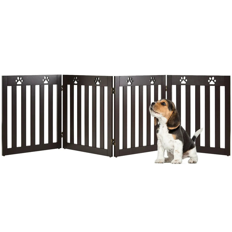 24 Inch Folding Wooden Freestanding Pet Gate Dog Gate with 360¬∞ Hinge by DirectDeals