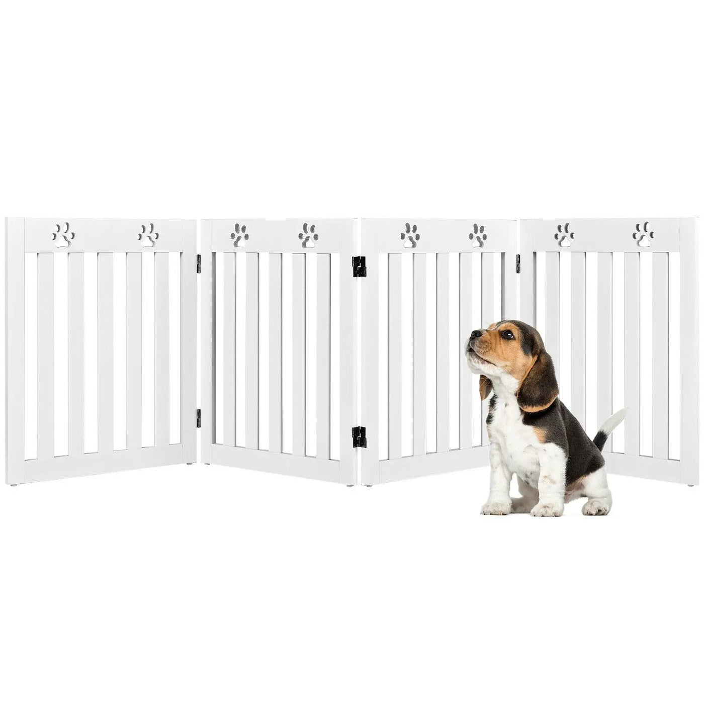 24 Inch Folding Wooden Freestanding Pet Gate Dog Gate with 360¬∞ Hinge by DirectDeals