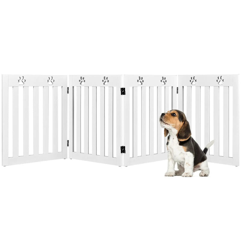 24 Inch Folding Wooden Freestanding Pet Gate Dog Gate with 360¬∞ Hinge by DirectDeals