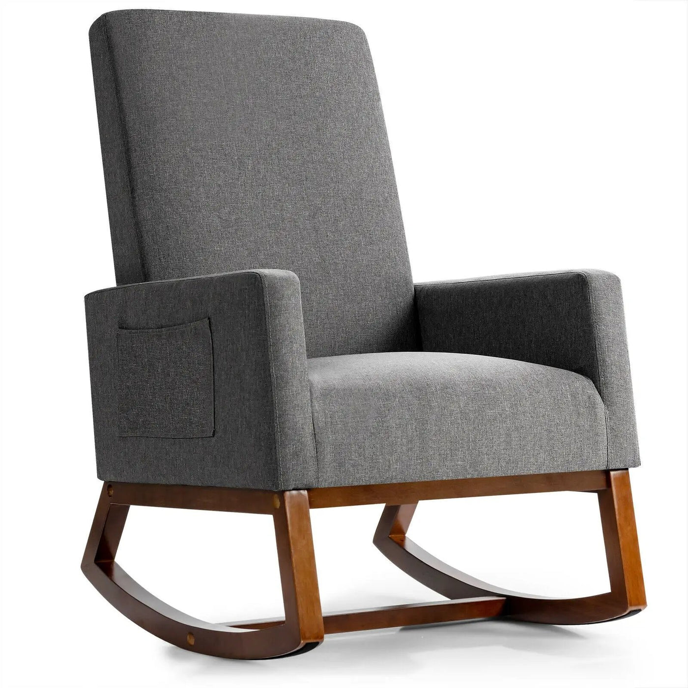 Rocking High Back Upholstered Lounge Armchair with Side Pocket by DirectDeals