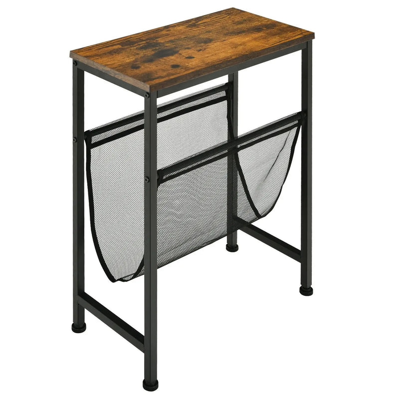 Narrow End Table with Magazine Holder Sling for Small Space by DirectDeals