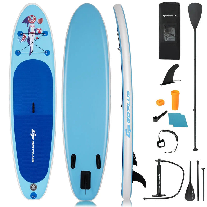 10 Feet Inflatable Stand Up Paddle Board with Adjustable Paddle Pump by DirectDeals