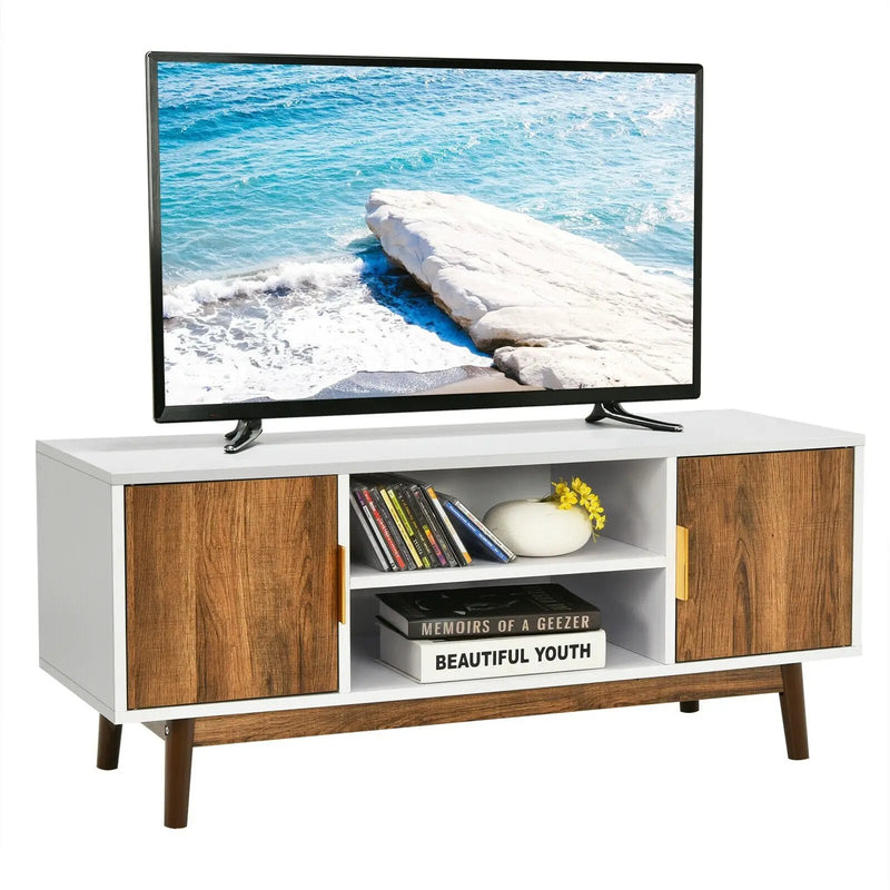 2 Door TV Stand with 2 Cabinets and Open Shelves for TVs up to 50 Inch TV by DirectDeals