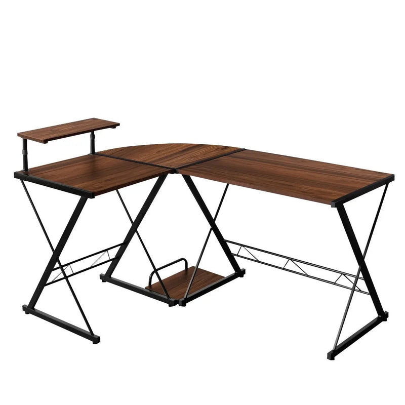 L-Shaped Desk Reversible Corner Computer Desk with Movable Shelf and CPU Stand by DirectDeals