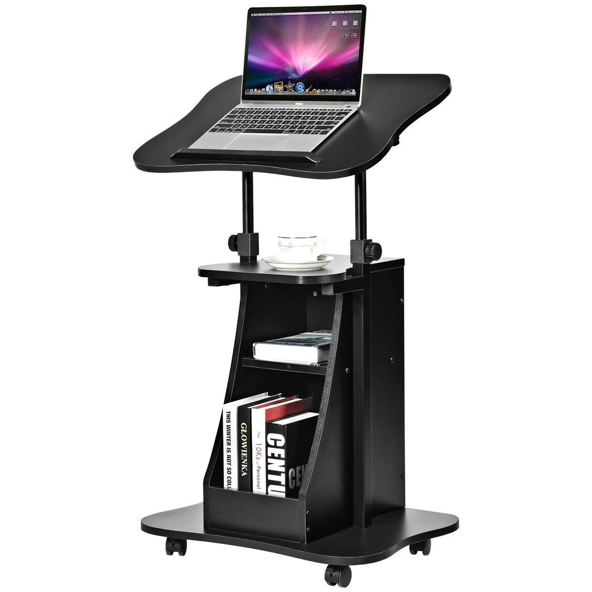 Sit-to-Stand Laptop Desk Cart Height Adjustable with Storage by DirectDeals