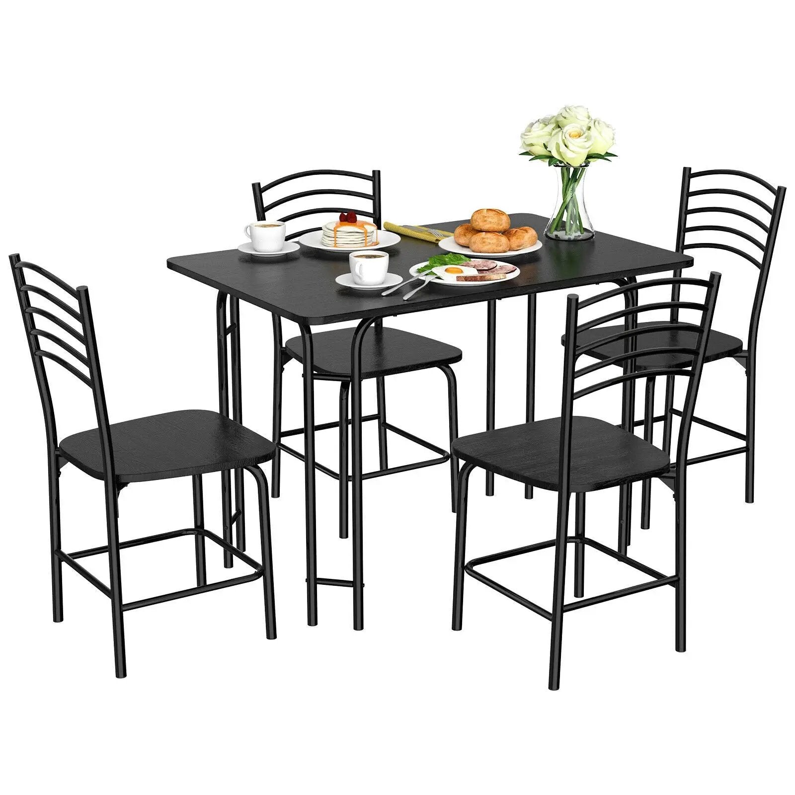 5 Pieces Wood Rectangular Dining Table Set by DirectDeals