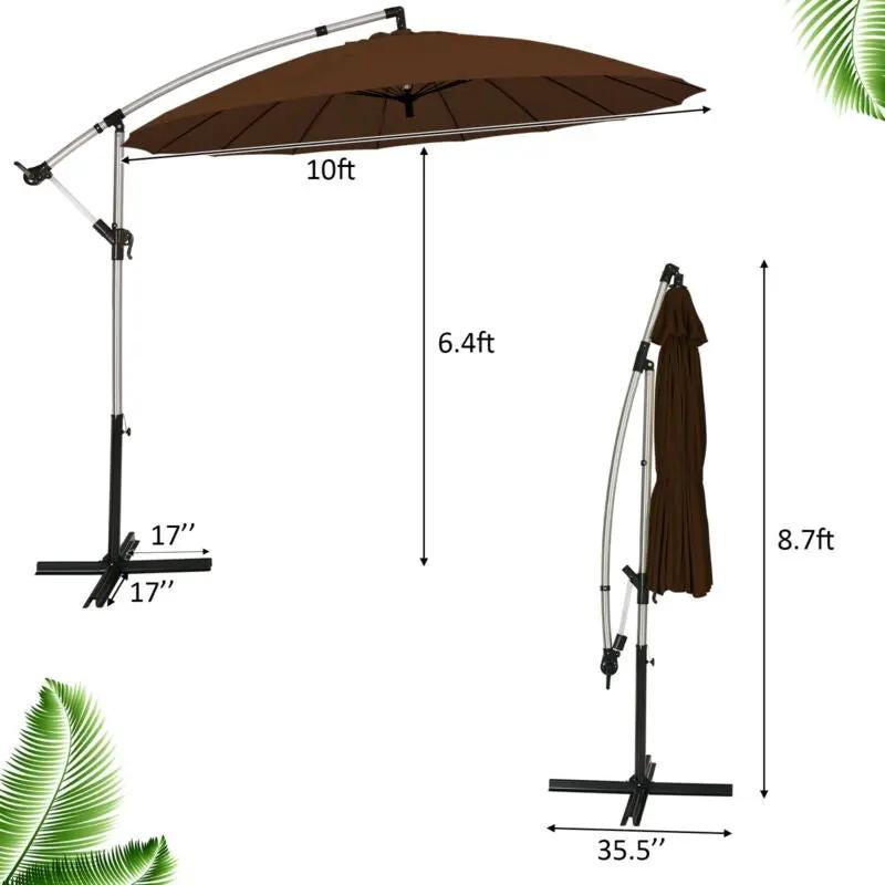 10 Feet Patio Offset Umbrella Market Hanging Umbrella for Backyard Poo