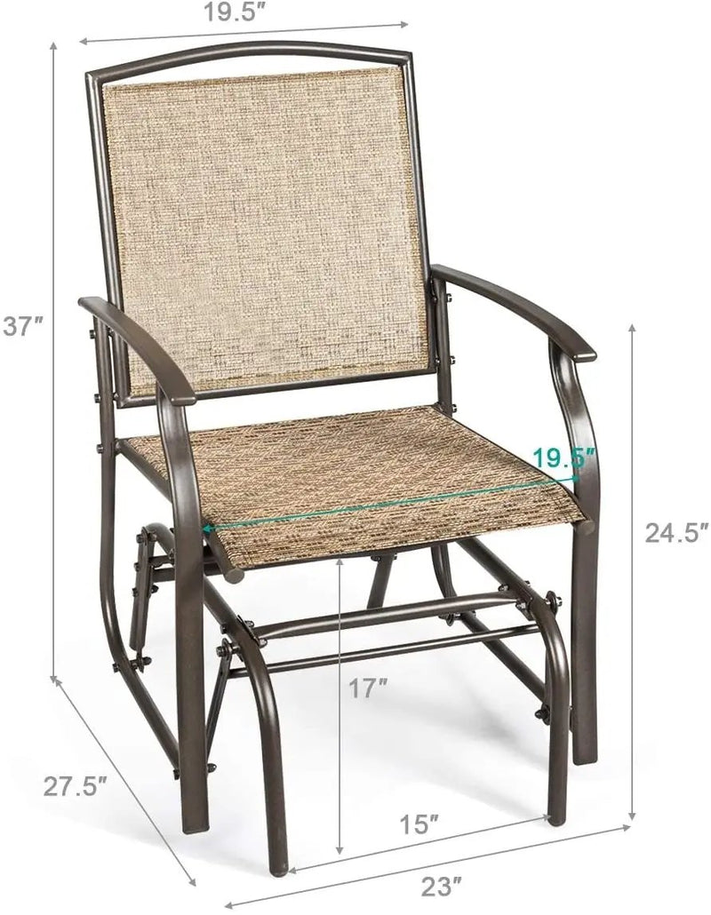 2 Pieces Patio Swing Single Glider Chair Rocking Seating by DirectDeals