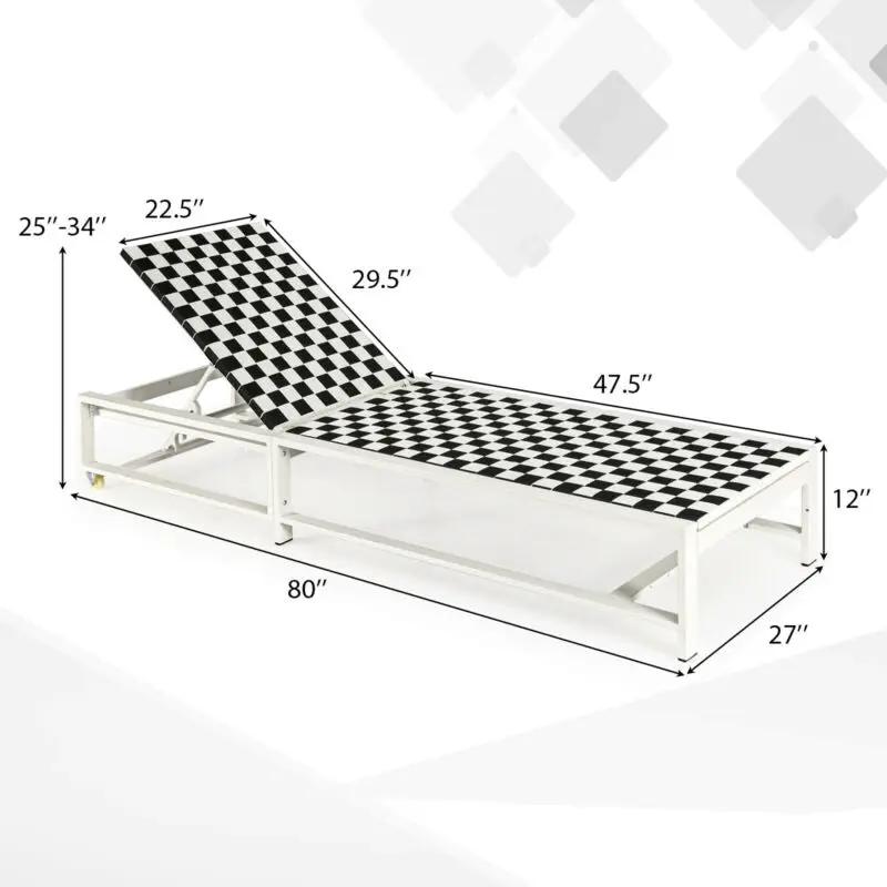 Patio Adjustable Reclining Chair Lounge Chair Chaise for Garden Deck Wheel by DirectDeals