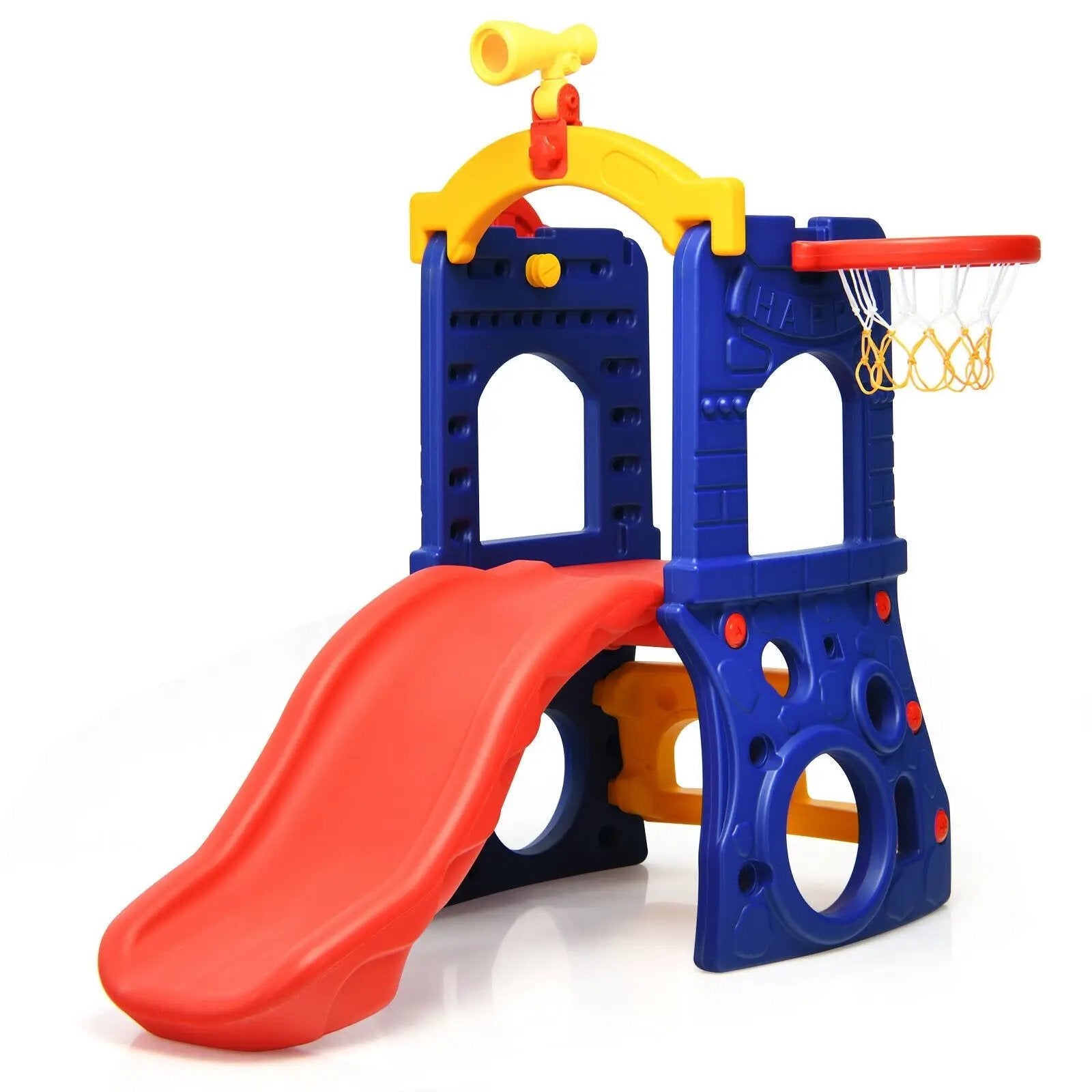 6-in-1 Freestanding Kids Slide with Basketball Hoop and Ring Toss by DirectDeals