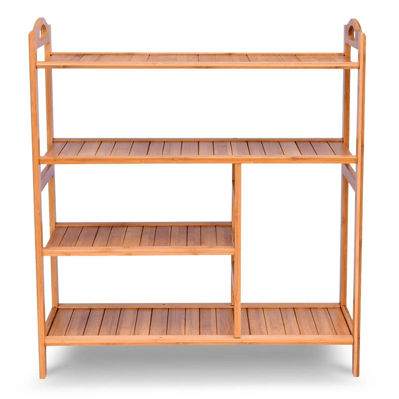 4 Tiers Multifunction Bamboo Storage Shoe Rack for Entryway Hallway by DirectDeals