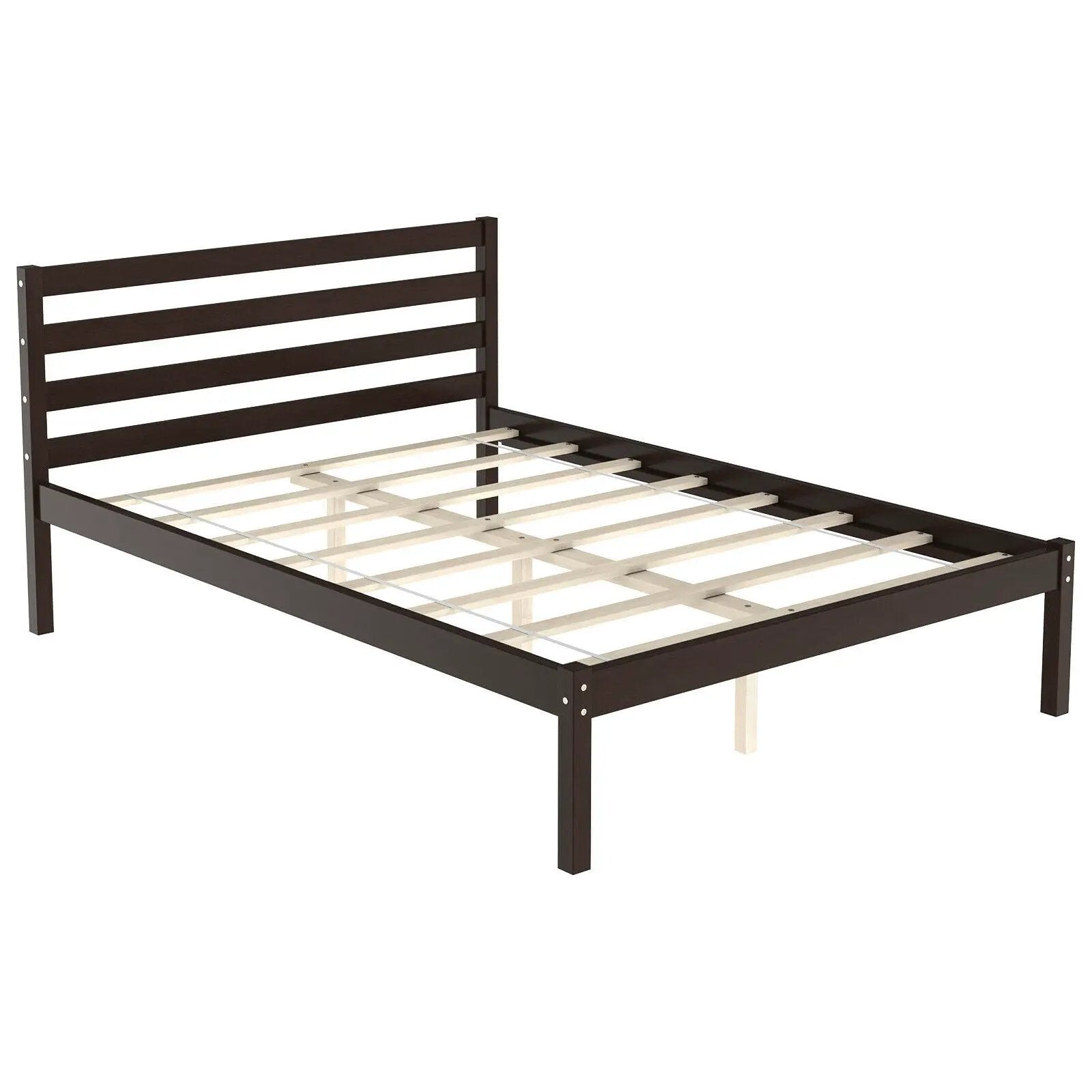 Full Size Bed frame Foundation with Solid Wooden Slat Suppor by DirectDeals