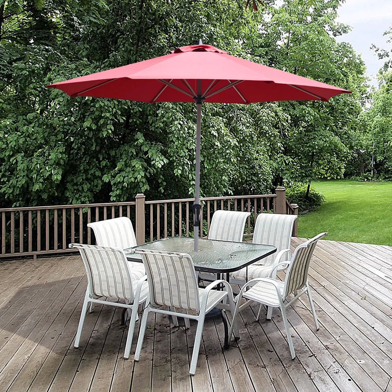 9 Feet Patio Outdoor Market Umbrella with Aluminum Pole without Weight Base by DirectDeals