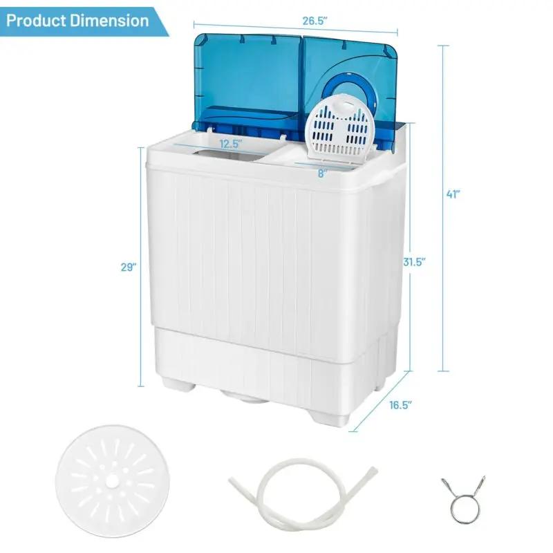 26 Pound Portable Semi-automatic Washing Machine with Built-in Drain Pump by DirectDeals