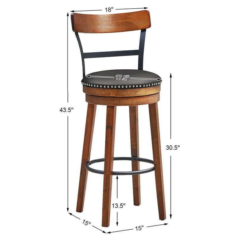 30.5 Inch 360-Degree Swivel Stools with Leather Padded Seat by DirectDeals