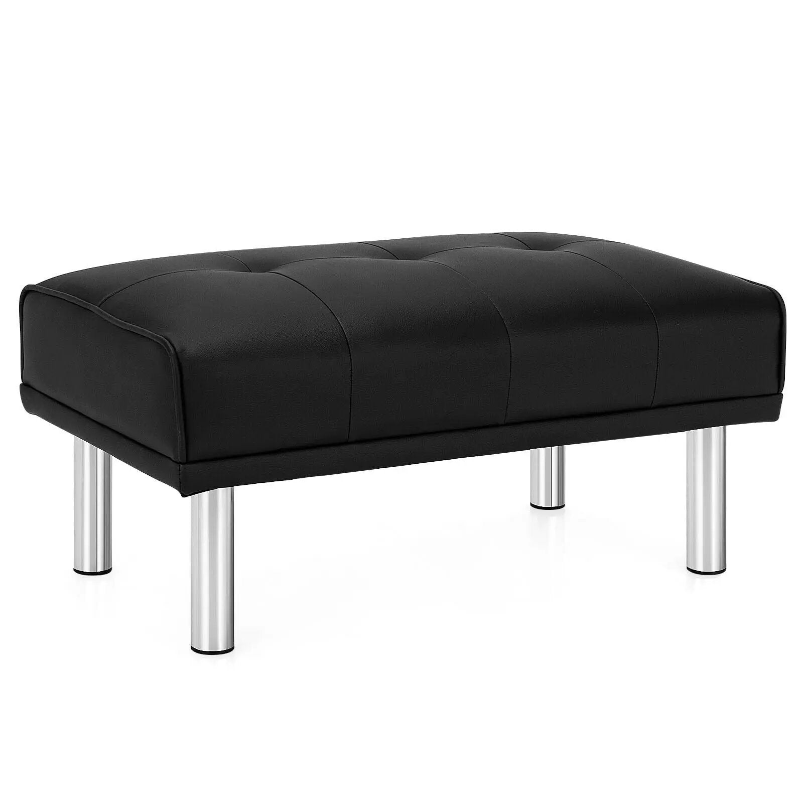 Rectangle Tufted Ottoman with Stainless Steel Legs for Living Room by DirectDeals