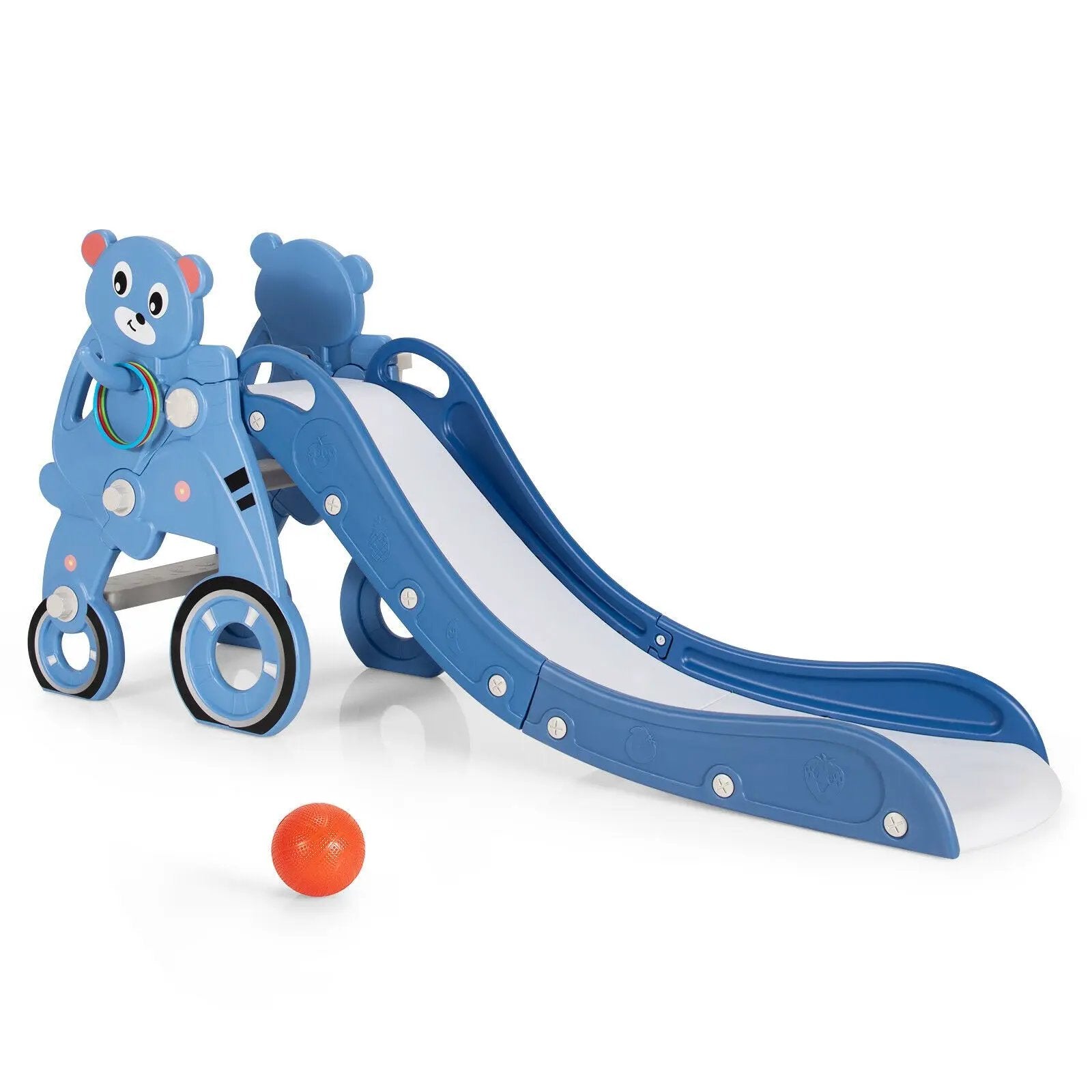 4-in-1 Foldable Baby Slide Toddler Climber Slide PlaySet with Ball by DirectDeals