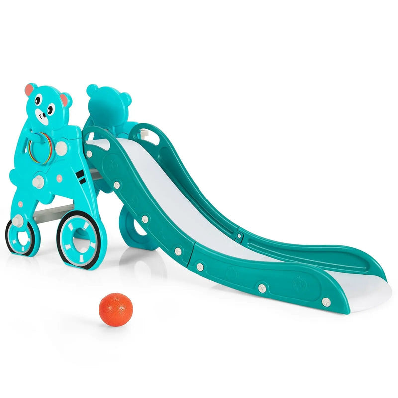 4-in-1 Foldable Baby Slide Toddler Climber Slide PlaySet with Ball by DirectDeals