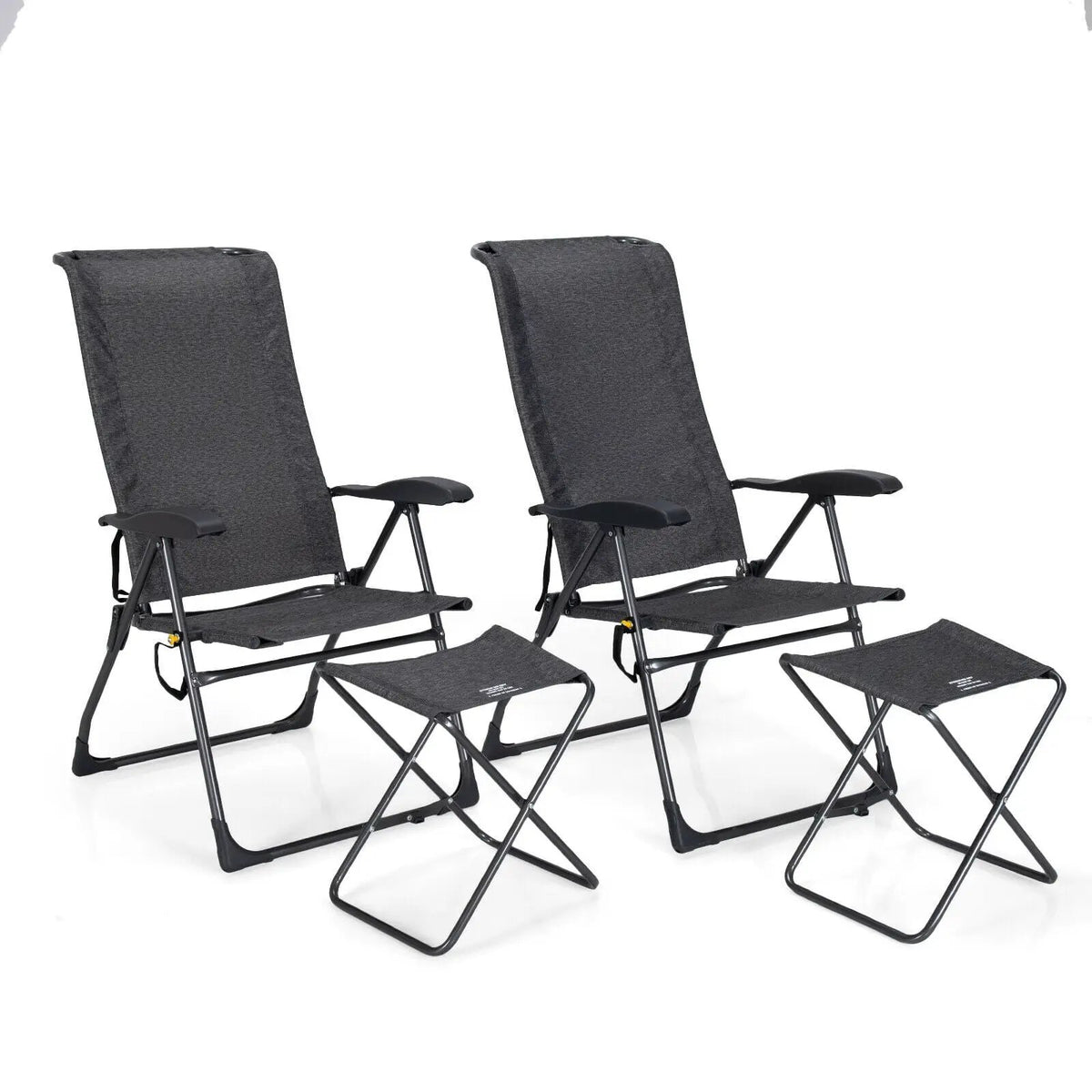 4 Pieces Patio Adjustable Back Folding Dining Chair Ottoman Set by DirectDeals