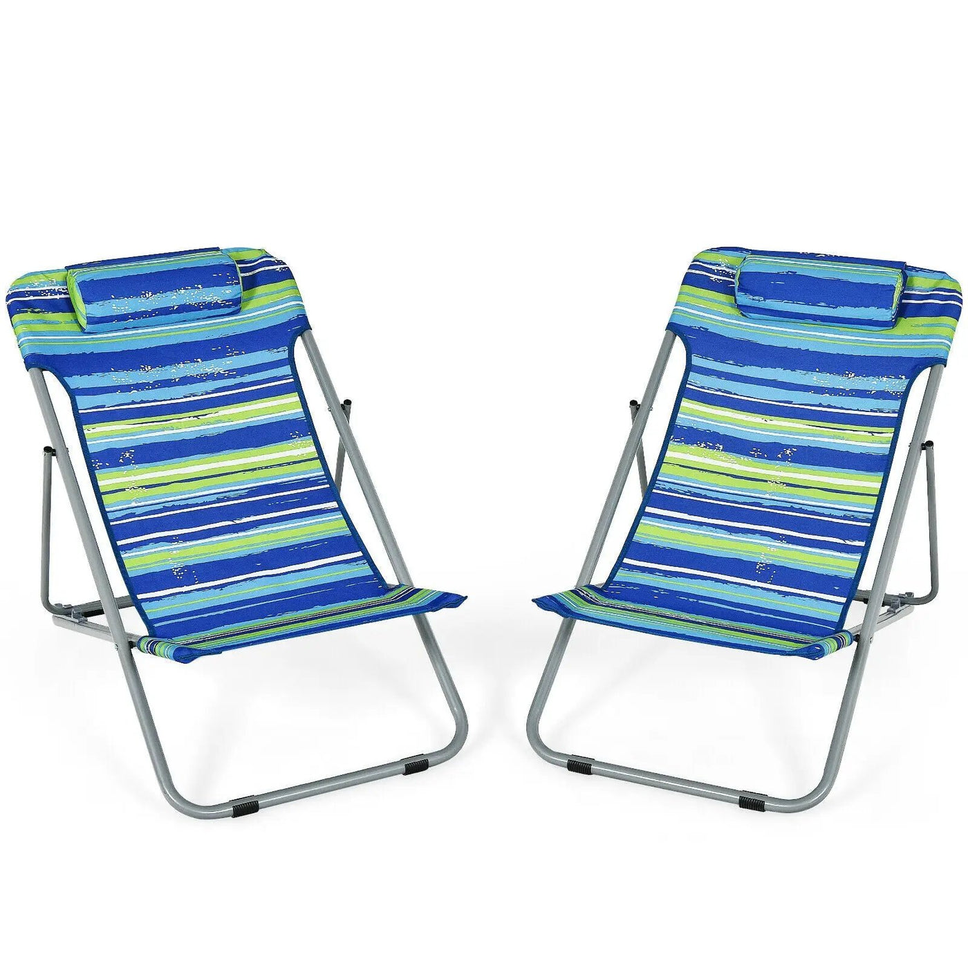 Portable Beach Chair Set of 2 with Headrest by DirectDeals