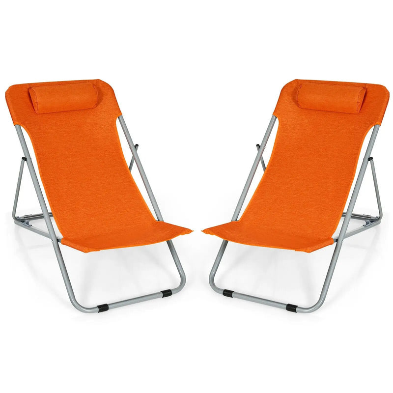 Portable Beach Chair Set of 2 with Headrest by DirectDeals