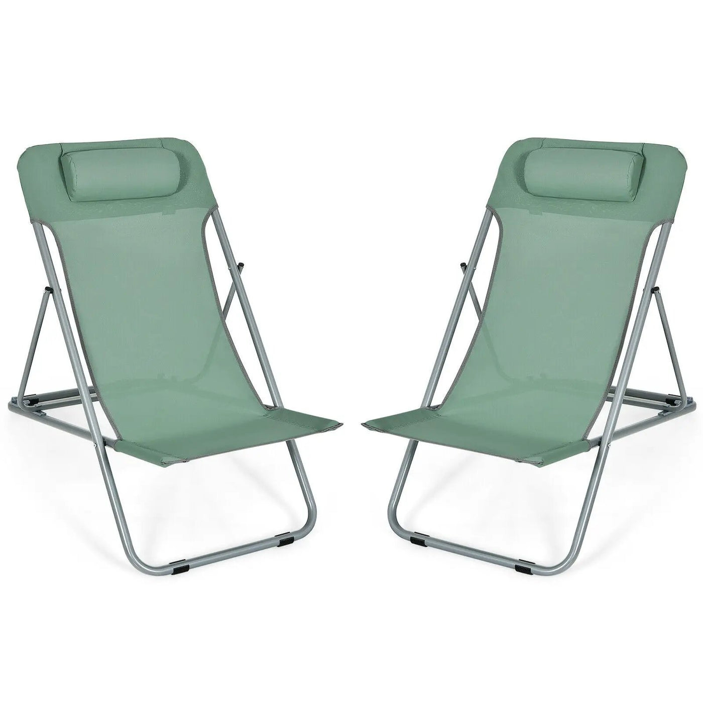 Portable Beach Chair Set of 2 with Headrest by DirectDeals