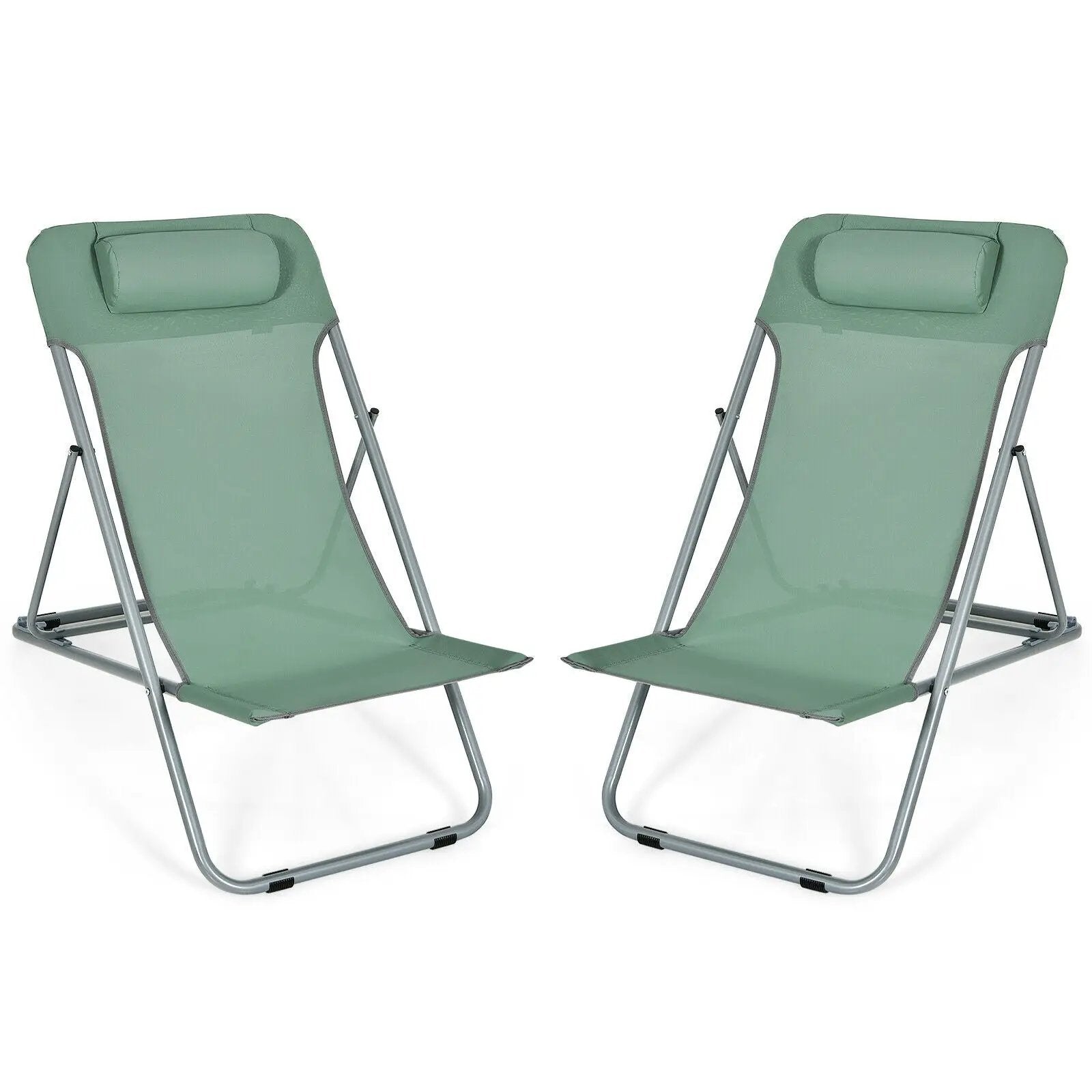 Portable Beach Chair Set of 2 with Headrest by DirectDeals