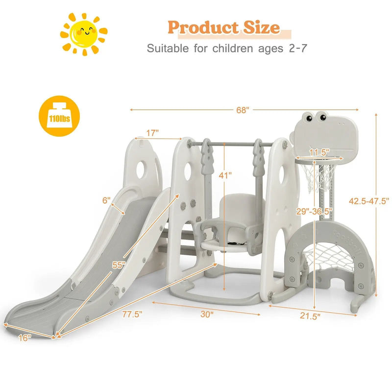 6 in 1 Toddler Slide and Swing Set with Ball Games by DirectDeals