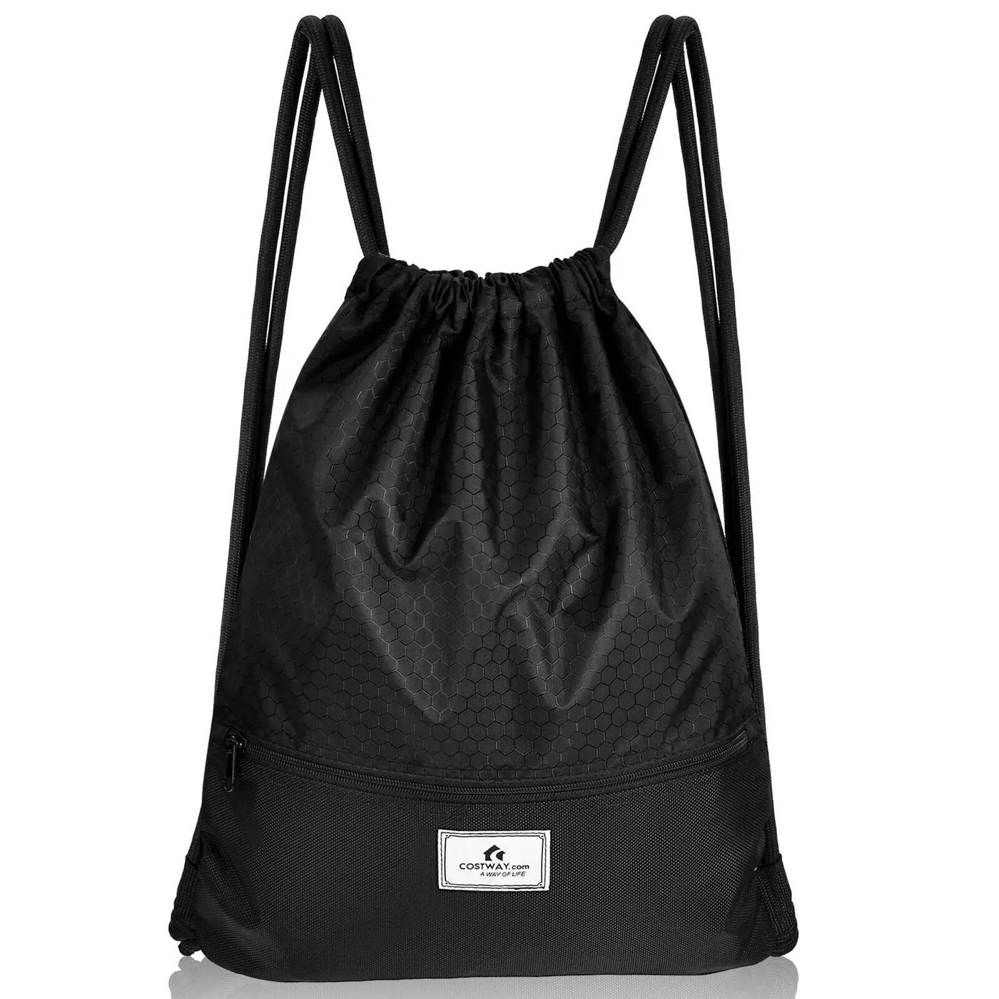 Drawstring Backpack String Bag Foldable Sports Sack with Zipper Pocket-Green by DirectDeals