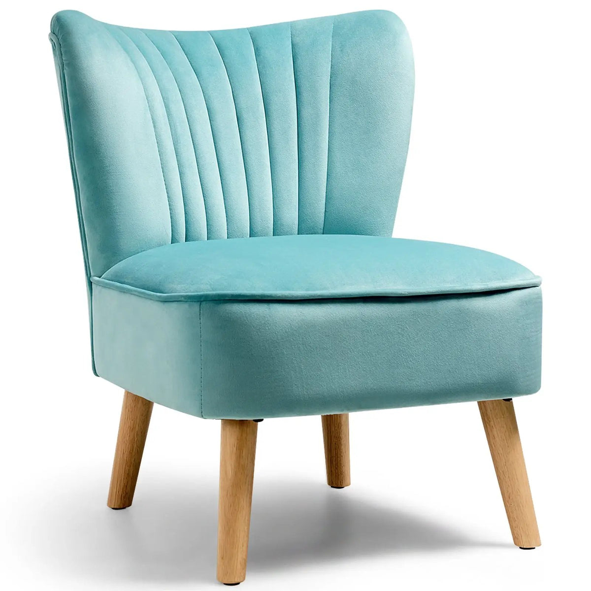 Modern Armless Velvet Accent Chair with Wood Legs by DirectDeals