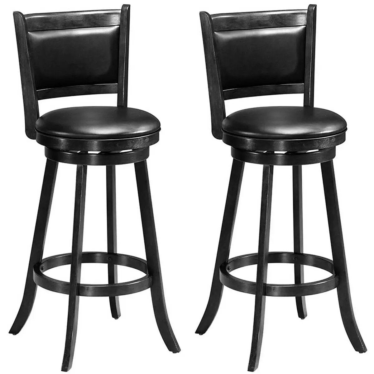 Set of 2 29 Inch Swivel Bar Height Stool Wood Dining Chair Barstool by DirectDeals