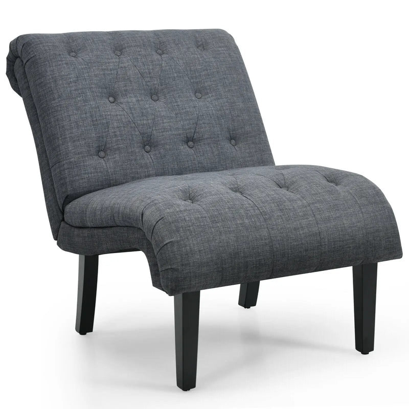 Cotton Linen Fabric Armless Accent Chair with Adjustable Foot Pads by DirectDeals
