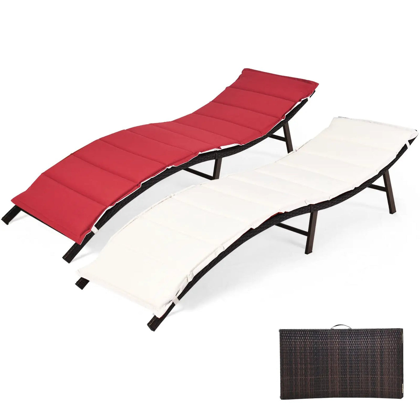 2Pcs Folding Patio Lounger Chair by DirectDeals