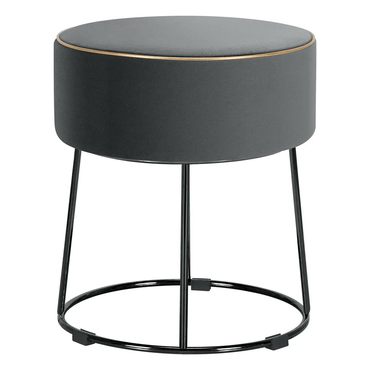 Round Velvet Footrest Stool Ottoman with Non-Slip Foot Pads for Bedside by DirectDeals