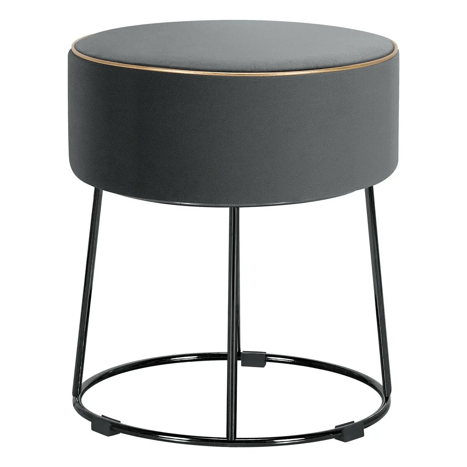 Round Velvet Footrest Stool Ottoman with Non-Slip Foot Pads for Bedside by DirectDeals
