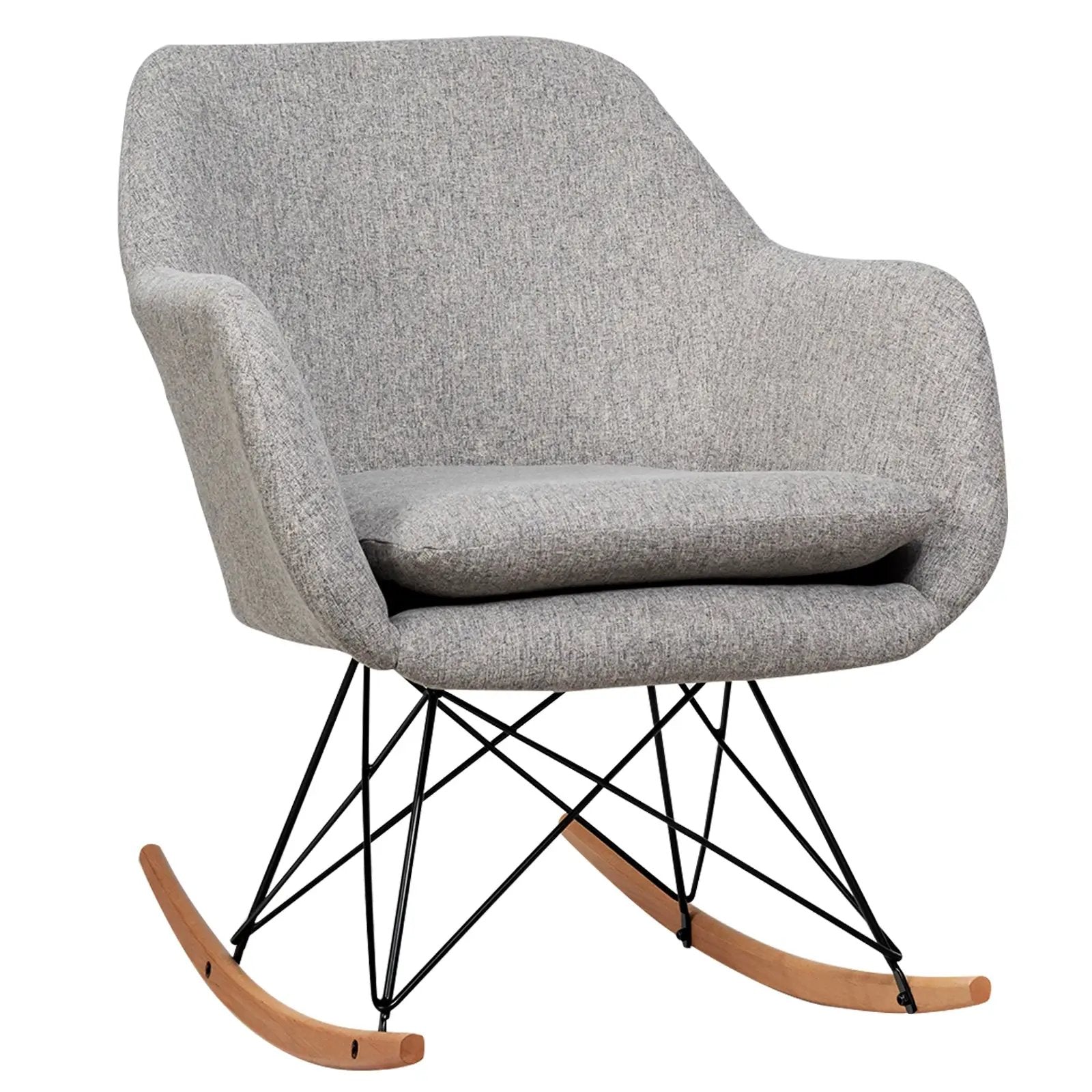 Upholstered Rocking Arm Chair with Solid Steel Wood Leg-Gray by DirectDeals